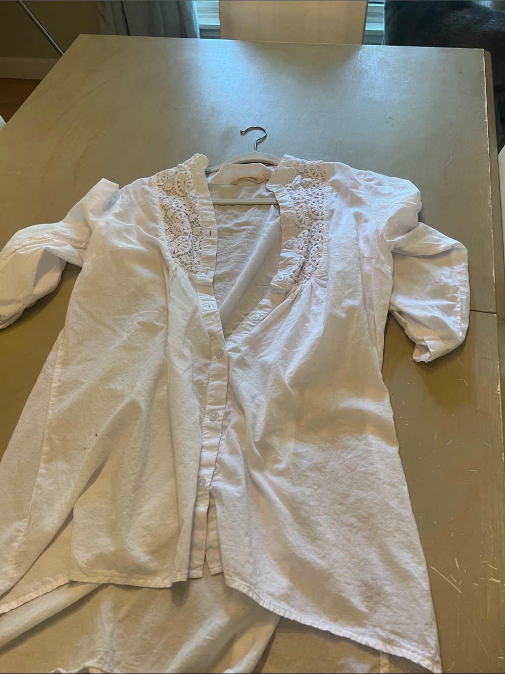 Soft Surroundings White Lace-Trim Button-Front Coverup